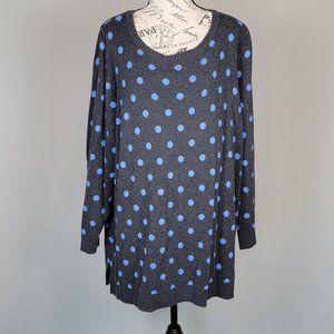 Charter Club Grey & Blue Polka Dot Sweatshirt